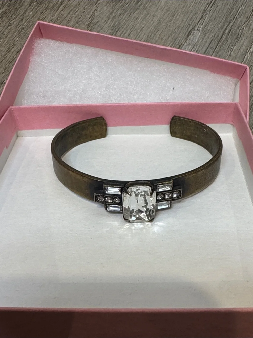 Loren Hope Bronze-Tone Cuff with Clear Crystal Accent CB